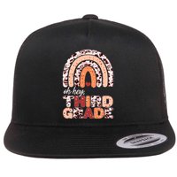 Oh Hey Third Grade Leopard Print Pattern Rainbow Flatbill Hat