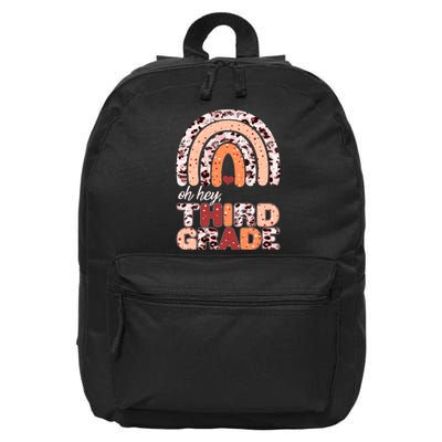 Oh Hey Third Grade Leopard Print Pattern Rainbow 16 in Basic Backpack