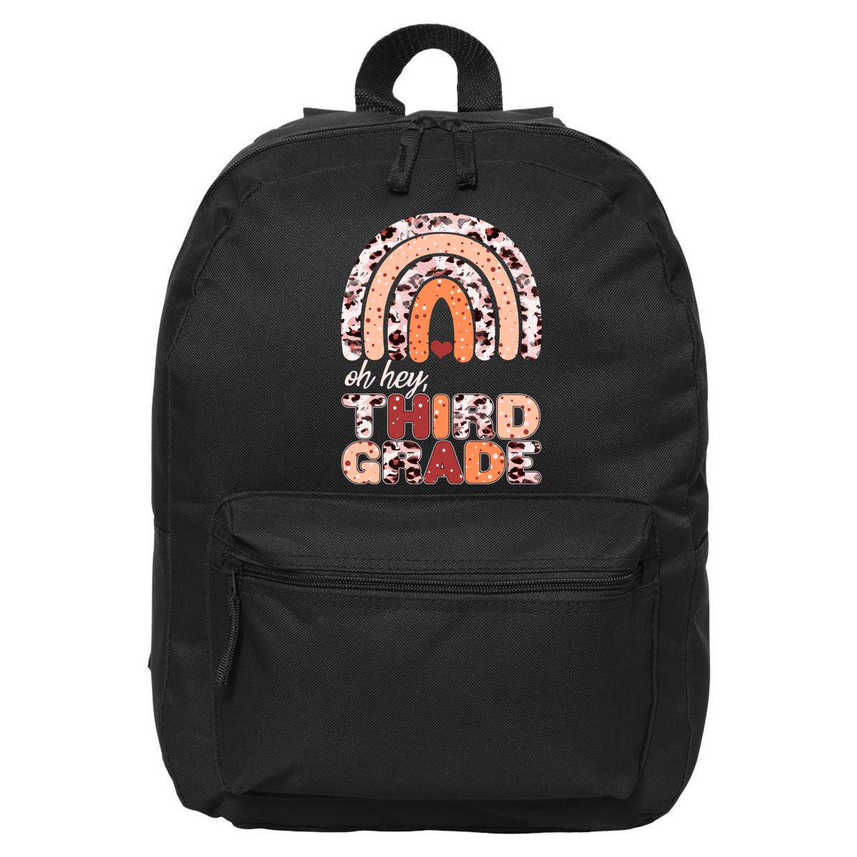 Oh Hey Third Grade Leopard Print Pattern Rainbow 16 in Basic Backpack