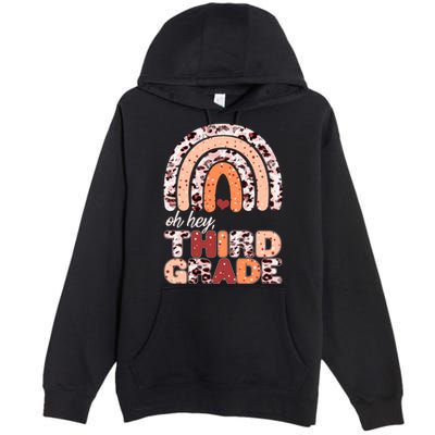 Oh Hey Third Grade Leopard Print Pattern Rainbow Premium Pullover Hoodie