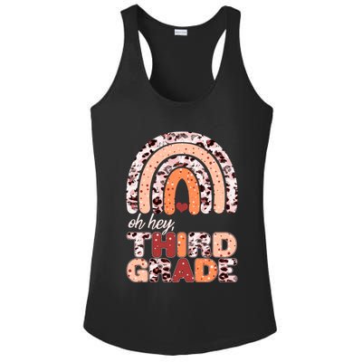 Oh Hey Third Grade Leopard Print Pattern Rainbow Ladies PosiCharge Competitor Racerback Tank