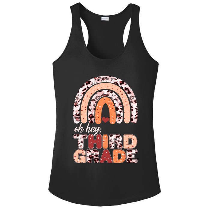Oh Hey Third Grade Leopard Print Pattern Rainbow Ladies PosiCharge Competitor Racerback Tank