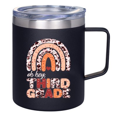 Oh Hey Third Grade Leopard Print Pattern Rainbow 12oz Stainless Steel Coffee Mug