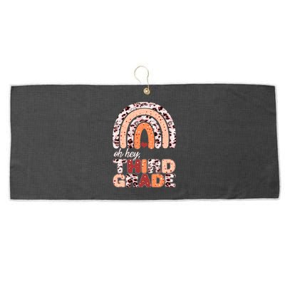 Oh Hey Third Grade Leopard Print Pattern Rainbow Large Microfiber Waffle Golf Towel
