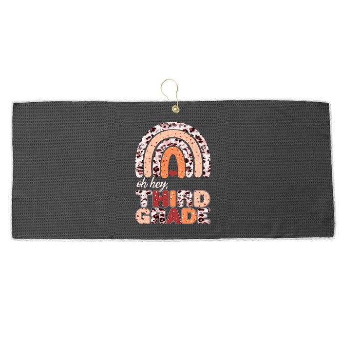 Oh Hey Third Grade Leopard Print Pattern Rainbow Large Microfiber Waffle Golf Towel