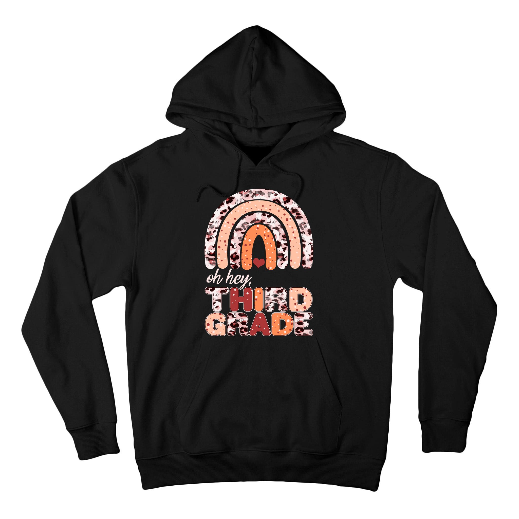 Oh Hey Third Grade Leopard Print Pattern Rainbow Tall Hoodie