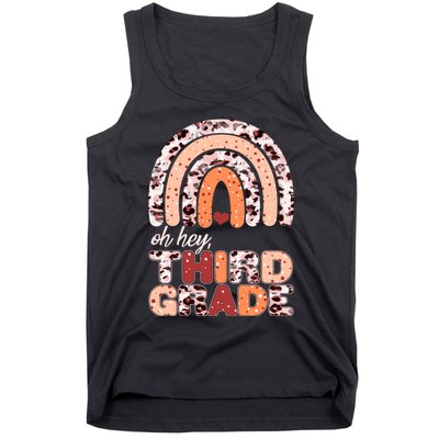 Oh Hey Third Grade Leopard Print Pattern Rainbow Tank Top