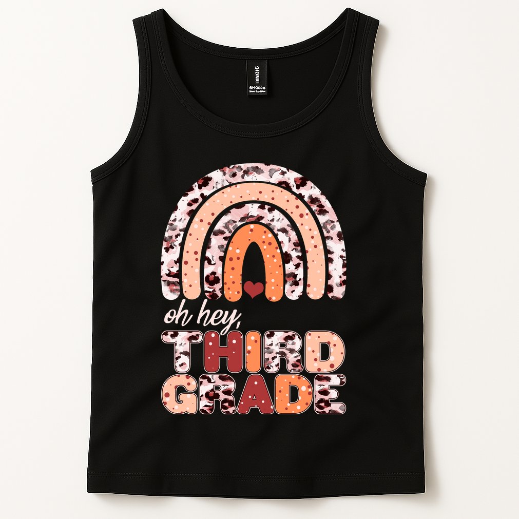 Oh Hey Third Grade Leopard Print Pattern Rainbow Tank Top