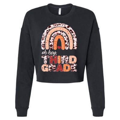 Oh Hey Third Grade Leopard Print Pattern Rainbow Cropped Pullover Crew