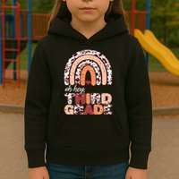 Oh Hey Third Grade Leopard Print Pattern Rainbow Kids Hoodie