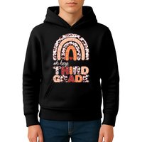 Oh Hey Third Grade Leopard Print Pattern Rainbow Kids Hoodie