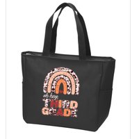 Oh Hey Third Grade Leopard Print Pattern Rainbow Zip Tote Bag