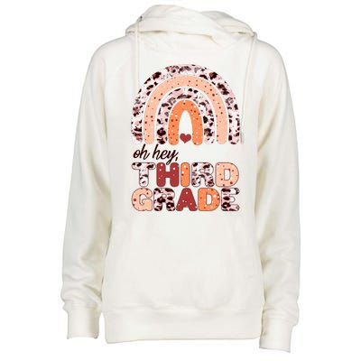 Oh Hey Third Grade Leopard Print Pattern Rainbow Womens Funnel Neck Pullover Hood