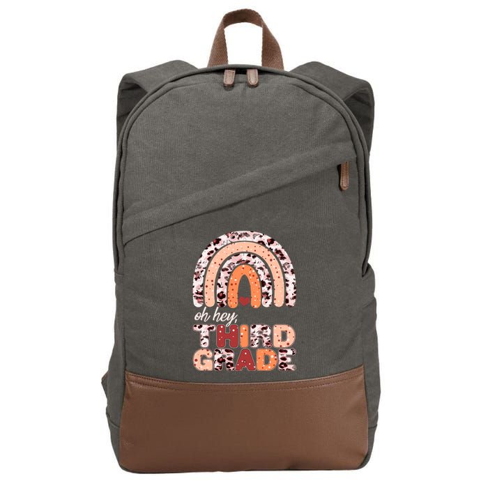 Oh Hey Third Grade Leopard Print Pattern Rainbow Cotton Canvas Backpack