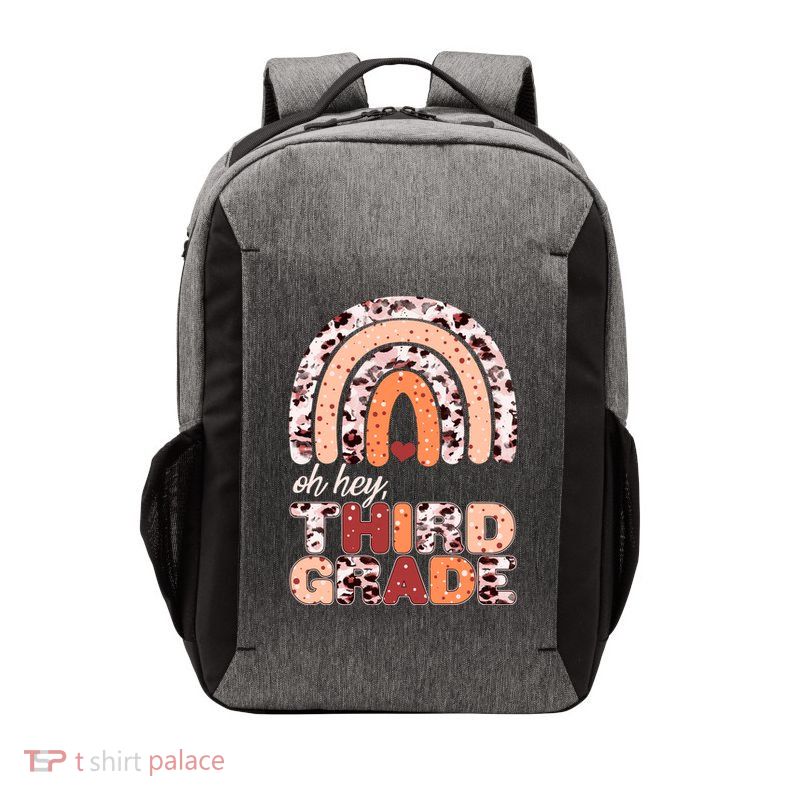 Oh Hey Third Grade Leopard Print Pattern Rainbow Vector Backpack