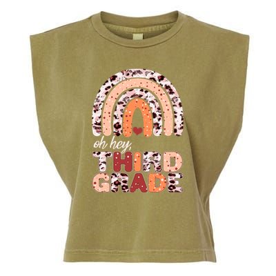 Oh Hey Third Grade Leopard Print Pattern Rainbow Garment-Dyed Women's Muscle Tee