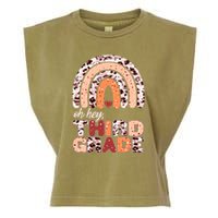 Oh Hey Third Grade Leopard Print Pattern Rainbow Garment-Dyed Women's Muscle Tee
