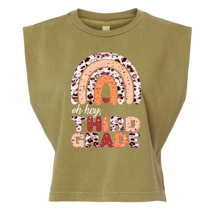 Oh Hey Third Grade Leopard Print Pattern Rainbow Garment-Dyed Women's Muscle Tee