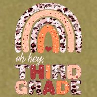 Oh Hey Third Grade Leopard Print Pattern Rainbow Garment-Dyed Women's Muscle Tee