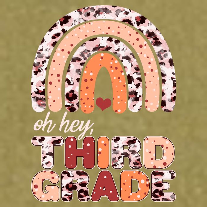 Oh Hey Third Grade Leopard Print Pattern Rainbow Garment-Dyed Women's Muscle Tee