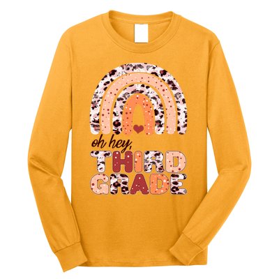 Oh Hey Third Grade Leopard Print Pattern Rainbow Long Sleeve Shirt