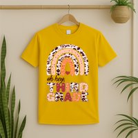 Oh Hey Third Grade Leopard Print Pattern Rainbow T-Shirt
