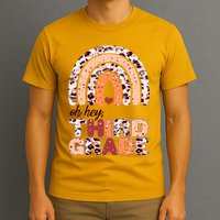 Oh Hey Third Grade Leopard Print Pattern Rainbow T-Shirt