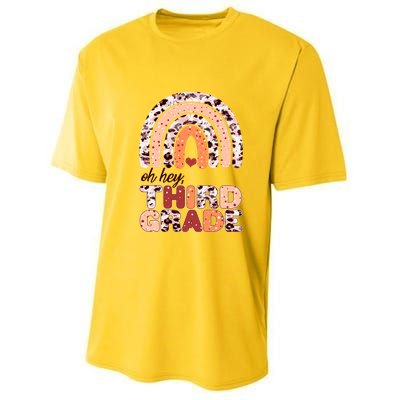 Oh Hey Third Grade Leopard Print Pattern Rainbow Youth Performance Sprint T-Shirt