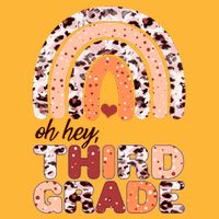 Oh Hey Third Grade Leopard Print Pattern Rainbow Tie-Dye T-Shirt