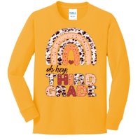 Oh Hey Third Grade Leopard Print Pattern Rainbow Kids Long Sleeve Shirt