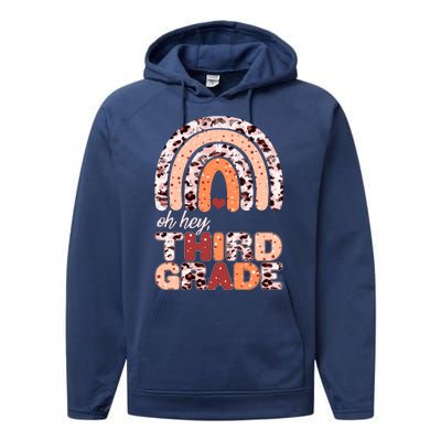 Oh Hey Third Grade Leopard Print Pattern Rainbow Performance Fleece Hoodie