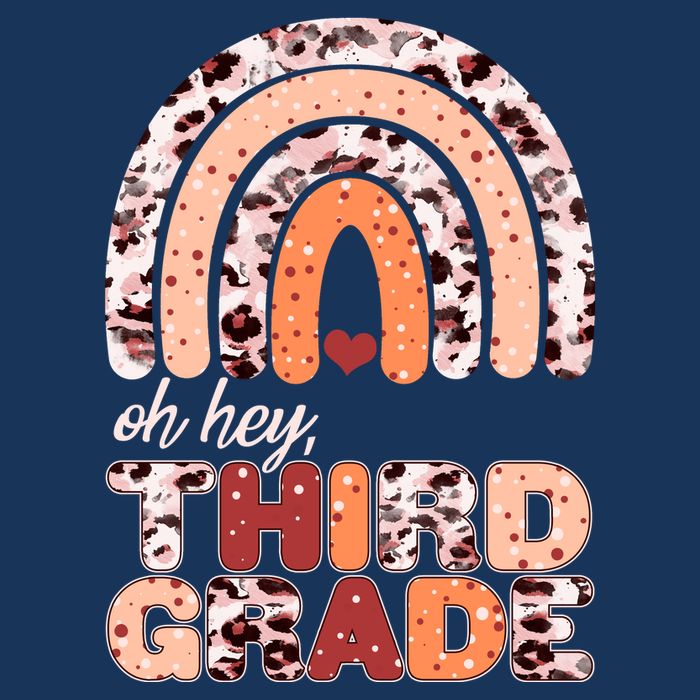 Oh Hey Third Grade Leopard Print Pattern Rainbow Infant Baby Jersey Bodysuit