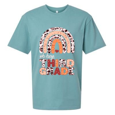 Oh Hey Third Grade Leopard Print Pattern Rainbow Sueded Cloud Jersey T-Shirt
