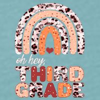 Oh Hey Third Grade Leopard Print Pattern Rainbow Sueded Cloud Jersey T-Shirt