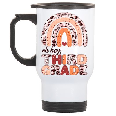 Oh Hey Third Grade Leopard Print Pattern Rainbow Stainless Steel Travel Mug