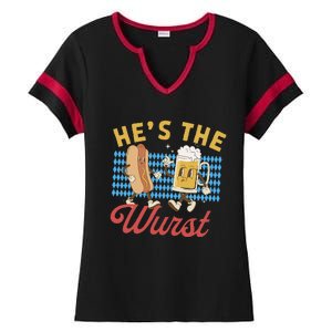 Oktoberfes Hes The Wurst Shes A Brat Couples Matching Ladies Halftime Notch Neck Tee