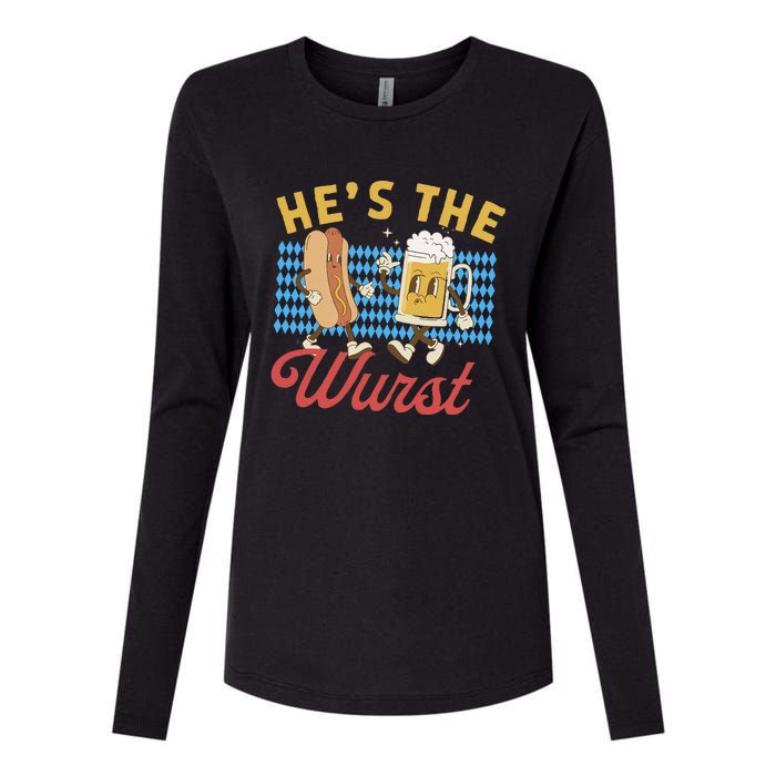 Oktoberfes Hes The Wurst Shes A Brat Couples Matching Womens Cotton Relaxed Long Sleeve T-Shirt