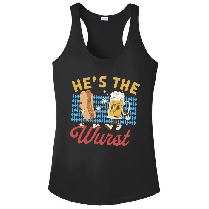 Oktoberfes Hes The Wurst Shes A Brat Couples Matching Ladies PosiCharge Competitor Racerback Tank