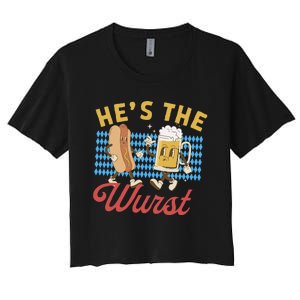 Oktoberfes Hes The Wurst Shes A Brat Couples Matching Women's Crop Top Tee