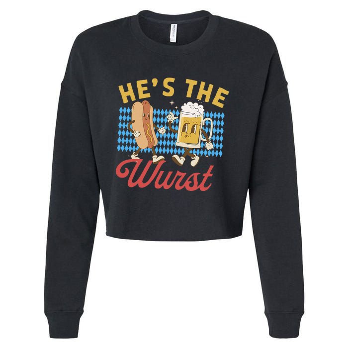 Oktoberfes Hes The Wurst Shes A Brat Couples Matching Cropped Pullover Crew