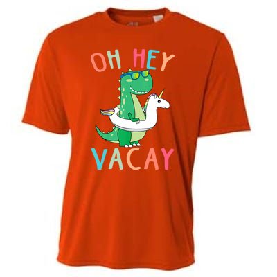 Oh Hey Vacay Dinosaur Unicorn Tropical Summer Funny Gift Cooling Performance Crew T-Shirt