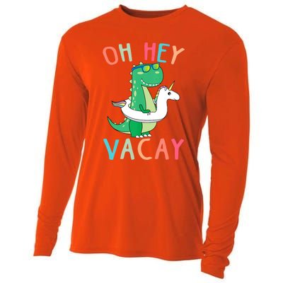 Oh Hey Vacay Dinosaur Unicorn Tropical Summer Funny Gift Cooling Performance Long Sleeve Crew