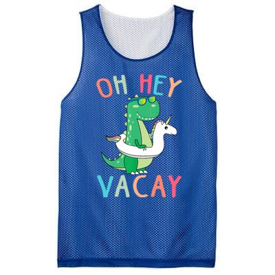 Oh Hey Vacay Dinosaur Unicorn Tropical Summer Funny Gift Mesh Reversible Basketball Jersey Tank