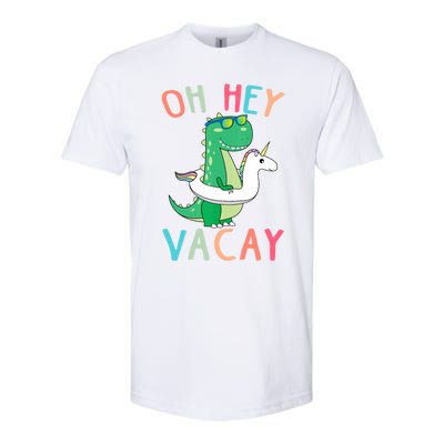 Oh Hey Vacay Dinosaur Unicorn Tropical Summer Funny Gift Softstyle CVC T-Shirt