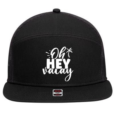 Oh Hey Vacay Palm Tree Summer 7 Panel Mesh Trucker Snapback Hat