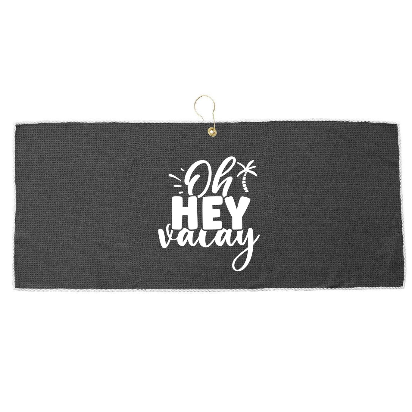 Oh Hey Vacay Palm Tree Summer Large Microfiber Waffle Golf Towel