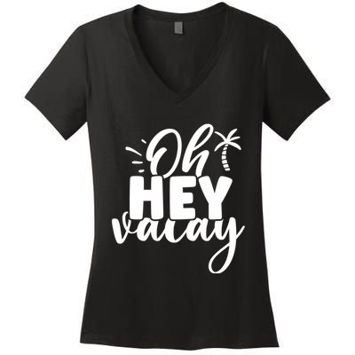 Oh Hey Vacay Palm Tree Summer Women's V-Neck T-Shirt