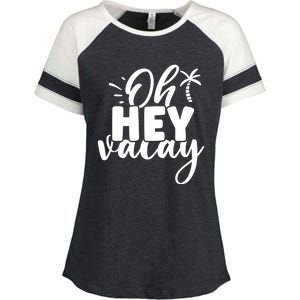 Oh Hey Vacay Palm Tree Summer Enza Ladies Jersey Colorblock Tee