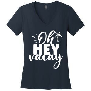 Oh Hey Vacay Palm Tree Summer Women's V-Neck T-Shirt