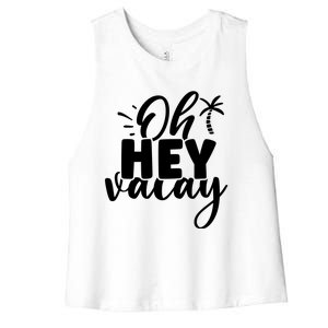 Oh Hey Vacay Palm Tree Summer Women's Racerback Cropped Tank